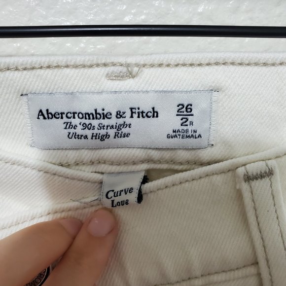 NWT Abercrombie & Fitch 90s straight ultra high rise curve love cream - Picture 9 of 13